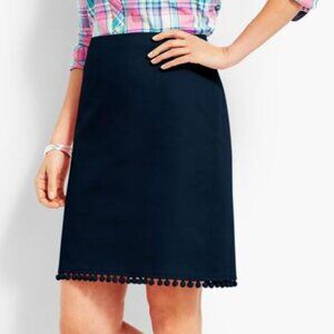 Talbots Navy Blue Pom-Pom A-Line Skirt Women's Size 4